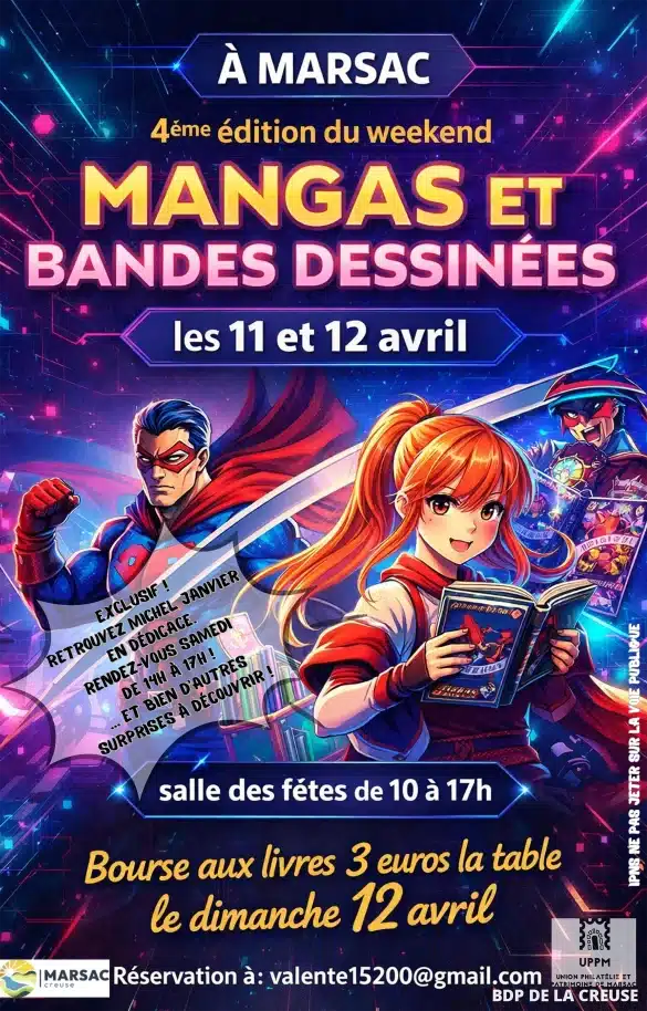 Affiche 4ème édition Mangas et Bandes Dessinées Marsac