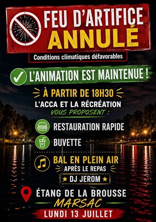 Affiche annulation feu d'artifice